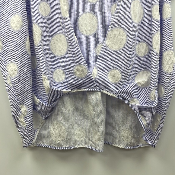 Patrizia Luca Dot Striped Oversized Cocoon Short Sleeve Shirt Lagenlook L/XL - Picture 6 of 12